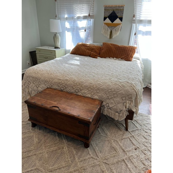 Vintage Crochet Coverlet with fringe